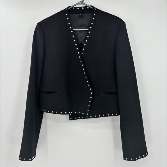 Helmut Lang Womens Studded Blazer Jacket Black 12 - Picture 5 of 13